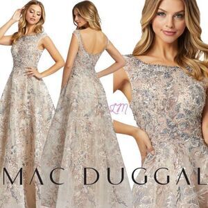 Mac Duggal 20219D Gown Floral Embroidery Beaded Embellishments Size 4‎